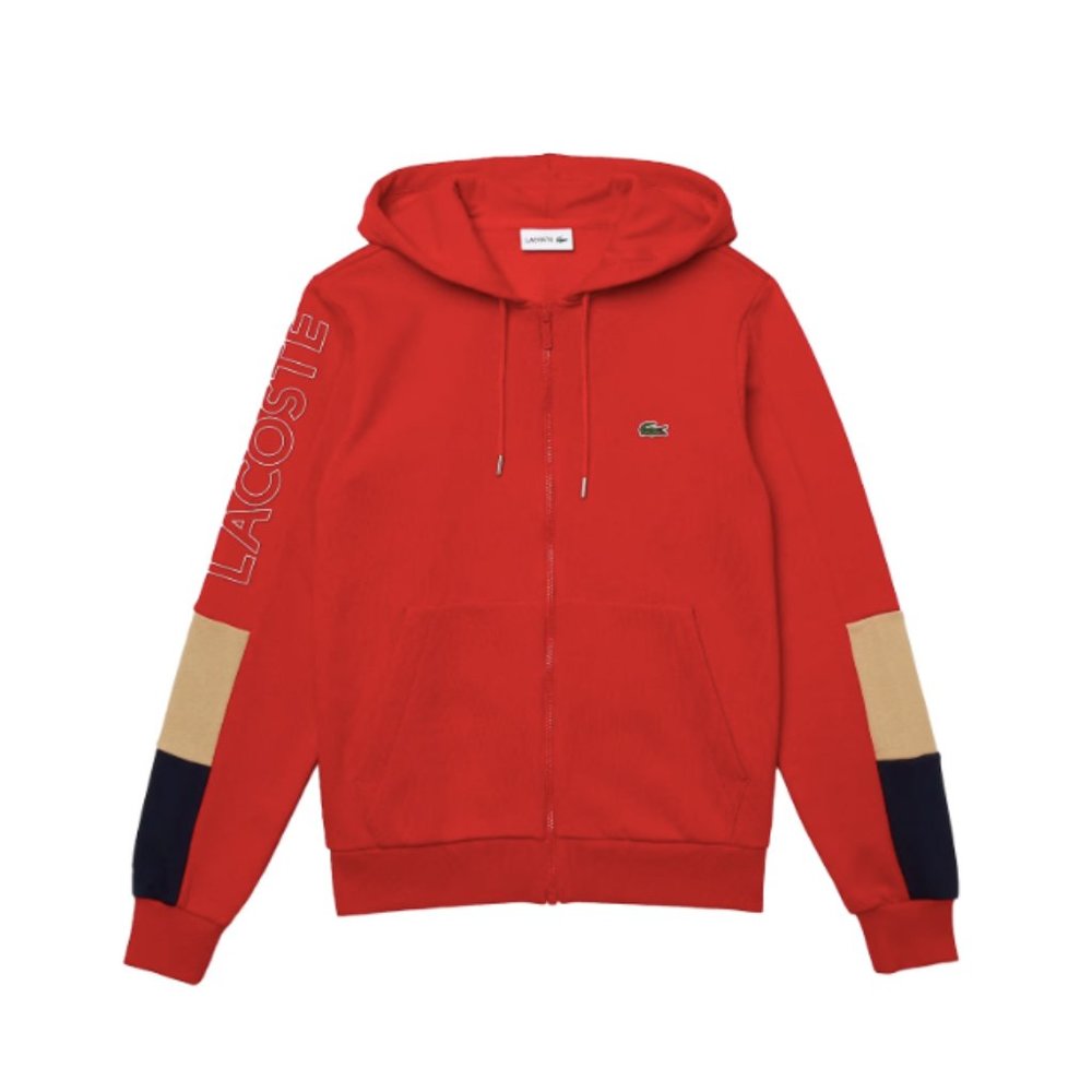 Lacoste Mens Hooded Colorblock Fleece Zip Sweatshirt - SH6886-51-1FU